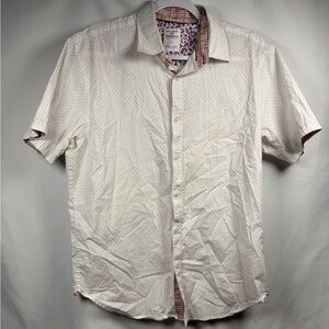 Society of Threads Men's Short Sleeve Button Up Shirt W/Dot Pattern L